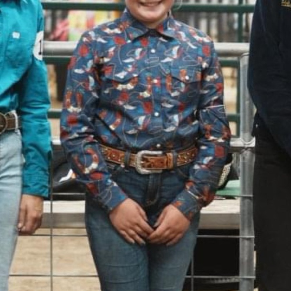 Ariat Kids Blue and Red Button Down Shirt